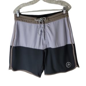Allyance white gray tan men's swim trunks size 32